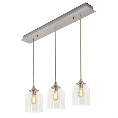 Afx William 3 Light Linear Pendant, Medium Base 120V, Satin Nickel WMMP08MBSNLNR3